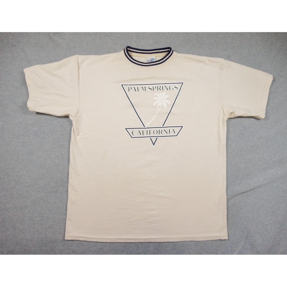 Vintage Palm Springs Shirt Mens XLarge Beige Crewneck 90s Single Stitch Tee